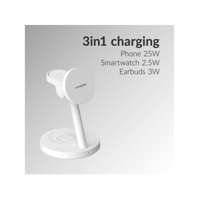 Mobilize 3in1 Charger Station MagSafe Compatible 25W Qi2.2 White