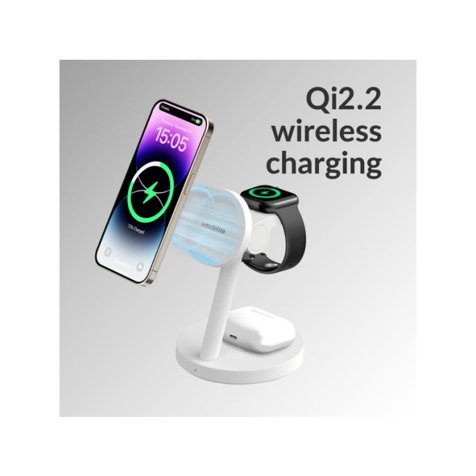 Mobilize 3in1 Charger Station MagSafe Compatible 25W Qi2.2 White