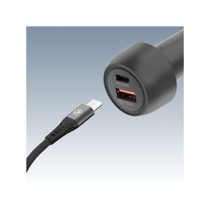 Mobilize Car Charger USB + USB-C 48W with PD/PPS and QC Black