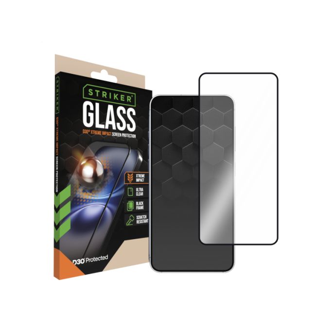 Striker D3O Xtreme Impact Glass Screen Protector - Black Frame - Samsung Galaxy A27 5G