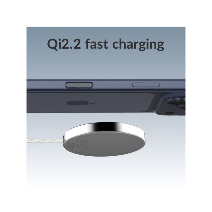 Mobilize Magnetic Wireless Charger Magsafe Compatible 25W Qi2.2 White Aluminium