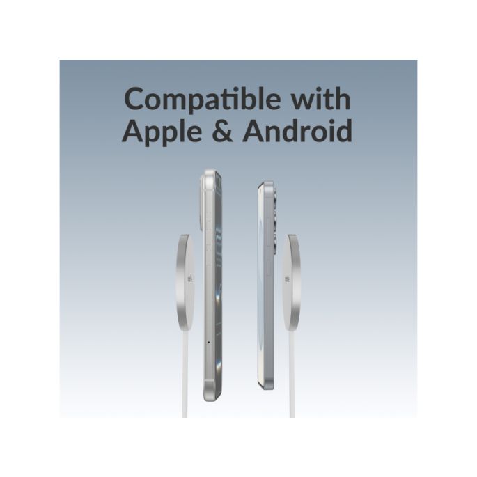 Mobilize Magnetic Wireless Charger Magsafe Compatible 25W Qi2.2 White Aluminium