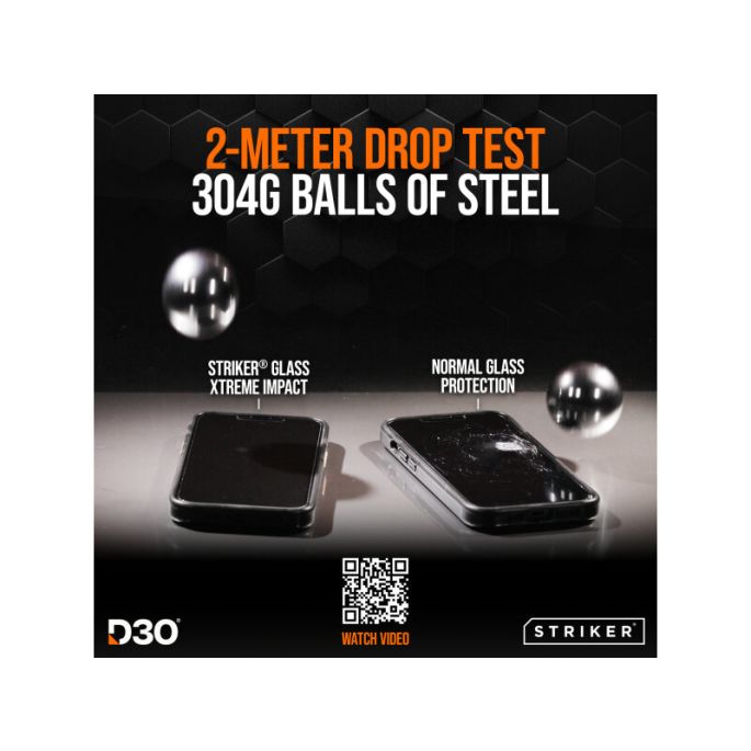 Striker D3O Xtreme Impact Privacy Glass Screen Protector - Black Frame - Apple iPhone 18 Pro