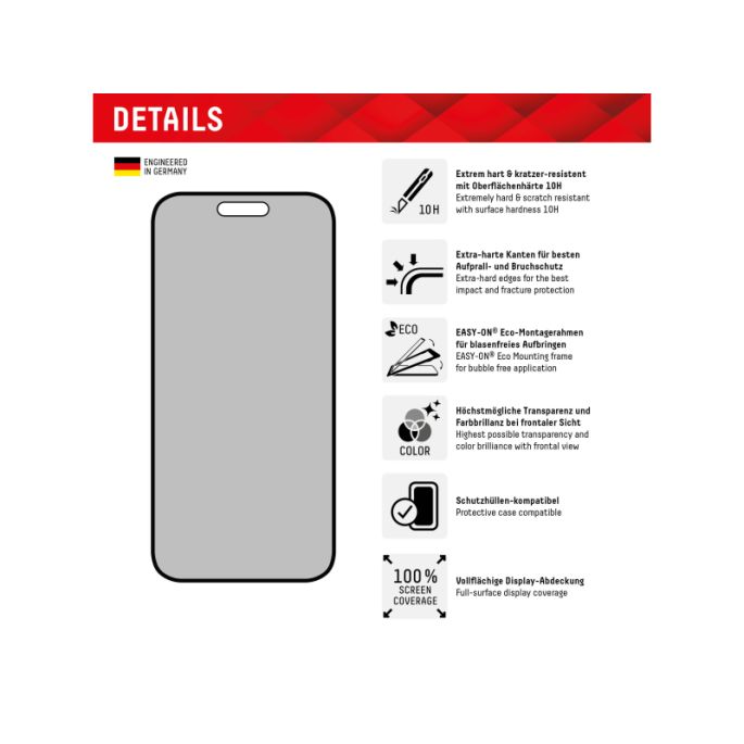 DISPLEX Privacy Glass FC Apple iPhone 15/15 Pro