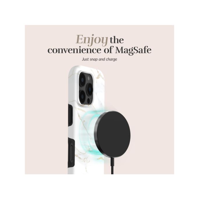 MIO White Marble Magsafe Compatible for iPhone 16 Plus
