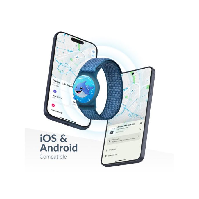 Beeep OneTag Apple Find My & Android Tracker - Kids Wristband Velcro Dolphin