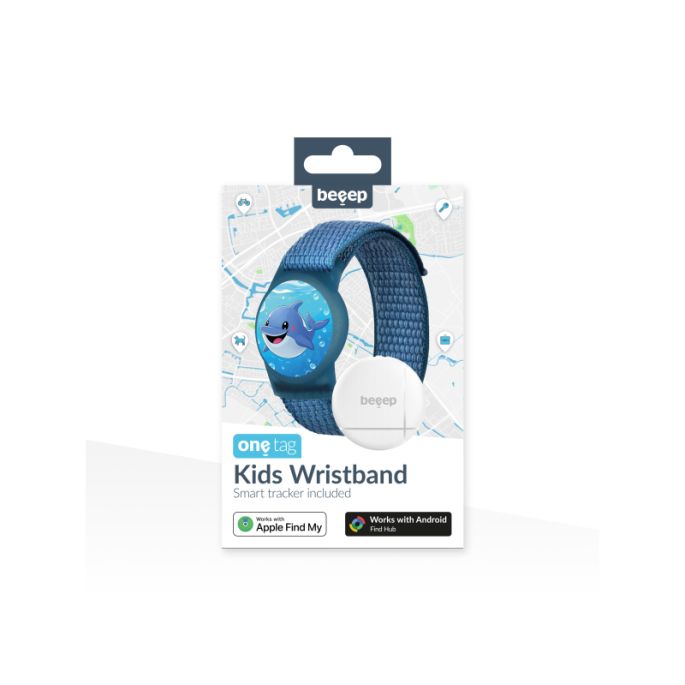 Beeep OneTag Apple Find My & Android Tracker - Kids Wristband Velcro Dolphin