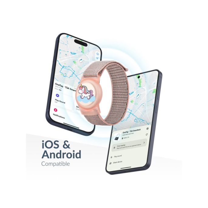 Beeep OneTag Apple Find My & Android Tracker - Kids Wristband Velcro Unicorn