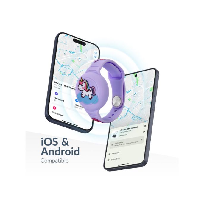 Beeep OneTag Apple Find My & Android Tracker - Kids Wristband Silicon Unicorn