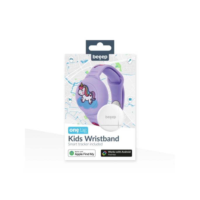 Beeep OneTag Apple Find My & Android Tracker - Kids Wristband Silicon Unicorn