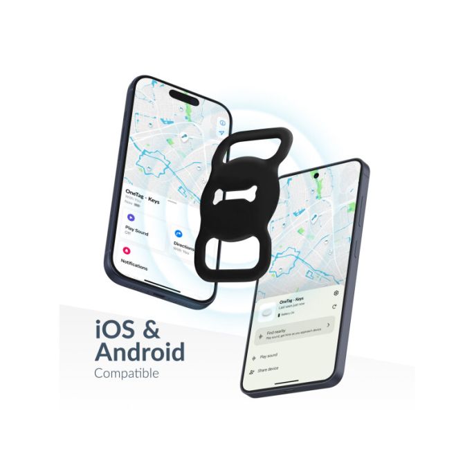 Beeep OneTag Apple Find My & Android Tracker - Dog Collar Tag - Black