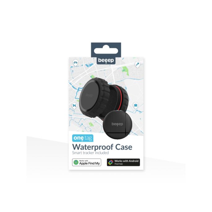 Beeep OneTag Apple Find My & Android Tracker - Waterproof Case - Black