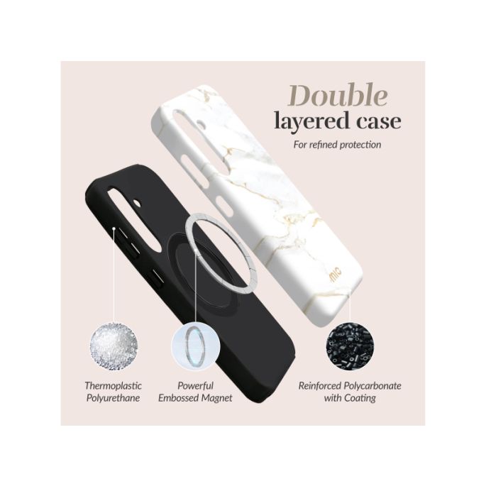 MIO White Marble Magsafe Compatible for Samsung S25 Edge 5G
