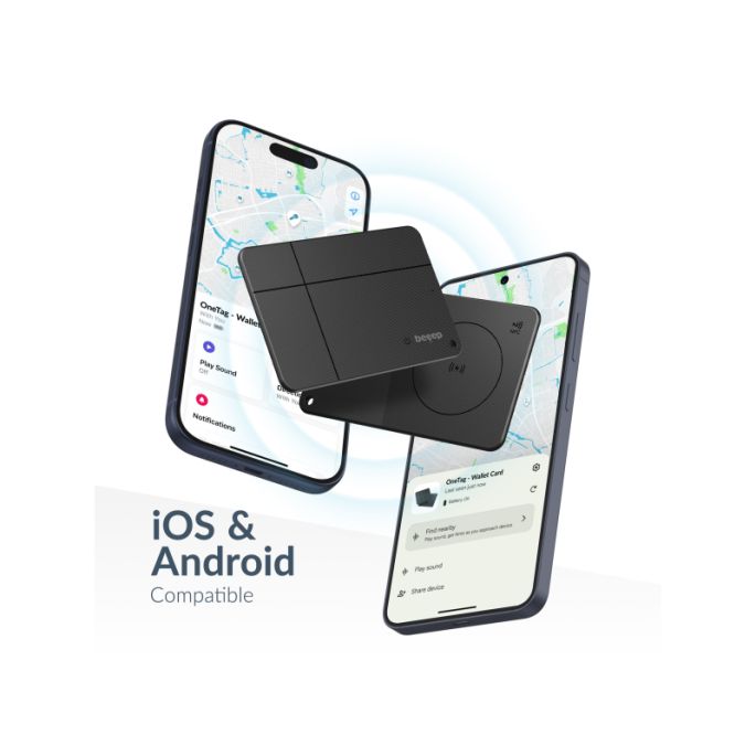 Beeep OneTag Apple Find My & Android Tracker - Wallet Card Wireless Rechargeable - Black