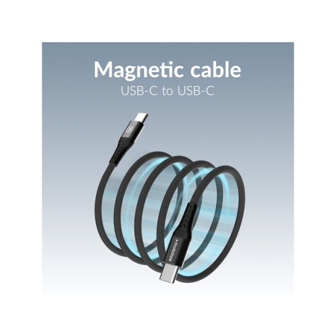 Mobilize Magnetic Nylon Cable - USB-C to USB-C - 2m. - 100W Black