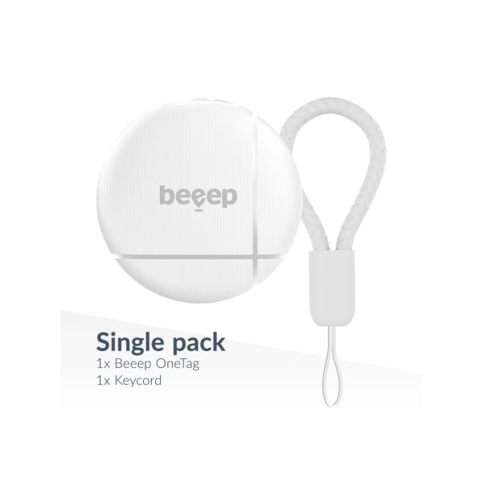 Beeep OneTag Apple Find My & Android Tracker White & Keychain White - 1 pack