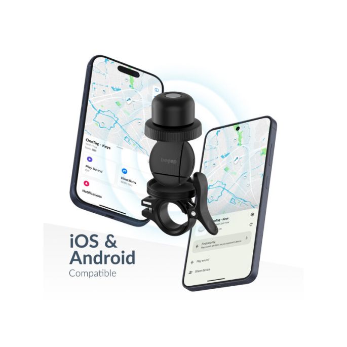 Beeep OneTag Apple Find My & Android Tracker Black & Bicycle Bell