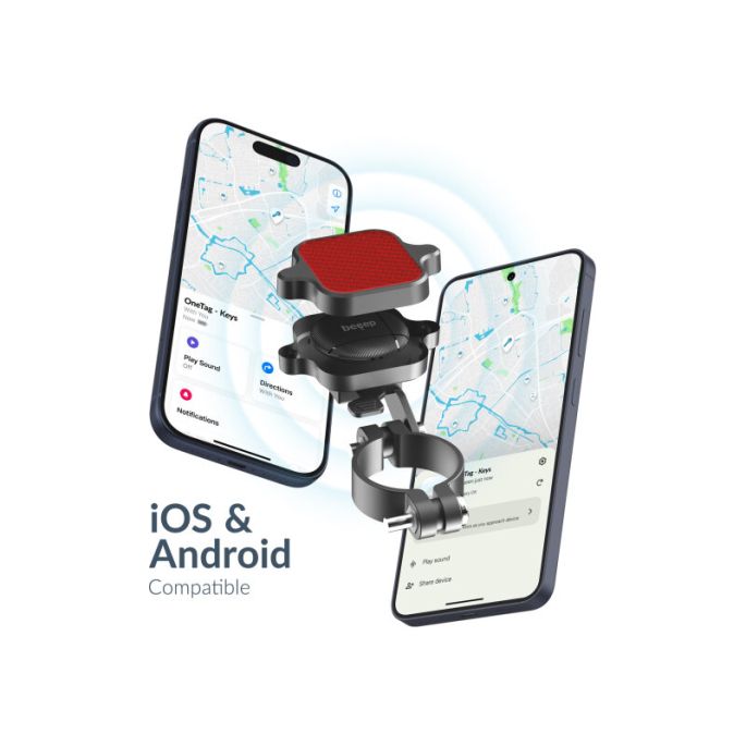 Beeep OneTag Apple Find My & Android Tracker Black & Bicycle Reflector