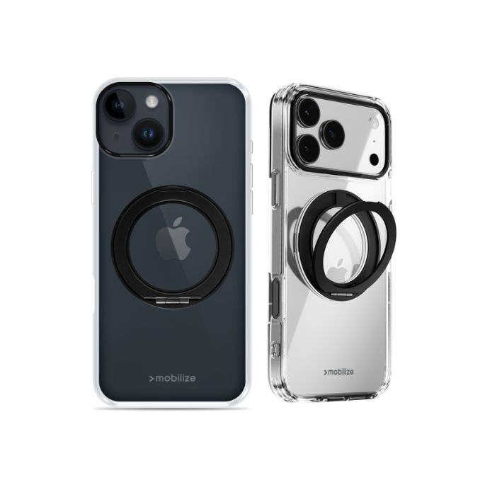 Mobilize MagSafe Compatible 360 Rotating Ring Stand Case Apple iPhone 13/14 Clear/Black