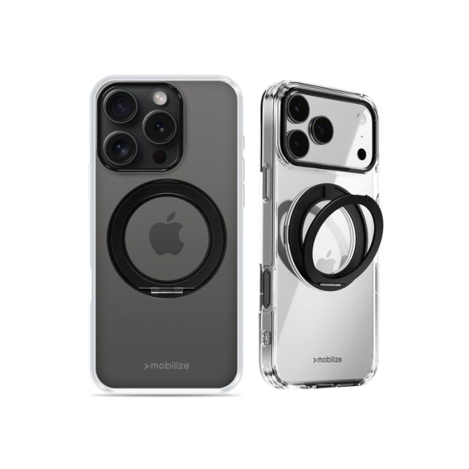 Mobilize MagSafe Compatible 360 Rotating Ring Stand Case Apple iPhone 15 Pro Max Clear/Black