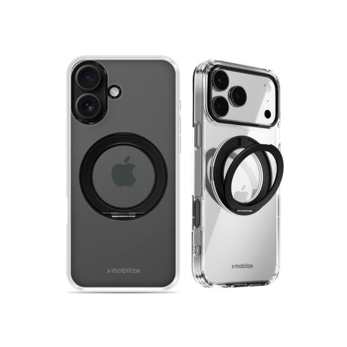 Mobilize MagSafe Compatible 360 Rotating Ring Stand Case Apple iPhone 16 Clear/Black