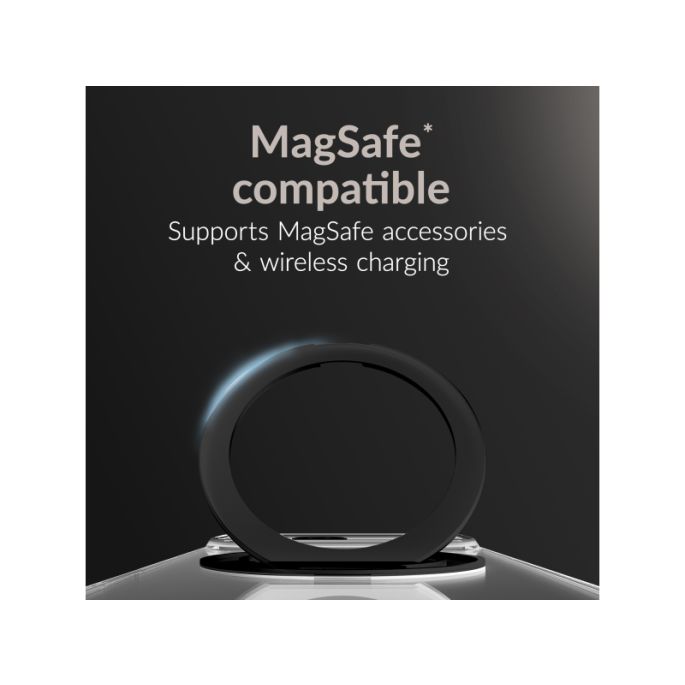 Mobilize MagSafe Compatible 360 Rotating Ring Stand Case Apple iPhone 16 Clear/Black