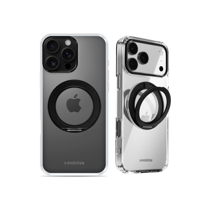 Mobilize MagSafe Compatible 360 Rotating Ring Stand Case Apple iPhone 16 Pro Max Clear/Black