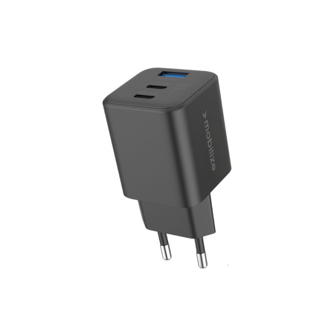 Mobilize Wall Charger 2x USB-C + 1x USB GaN 65W with PD/PPS Black