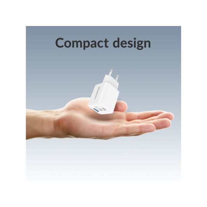 Mobilize Wall Charger 2x USB-C + 1x USB GaN 65W with PD/PPS White