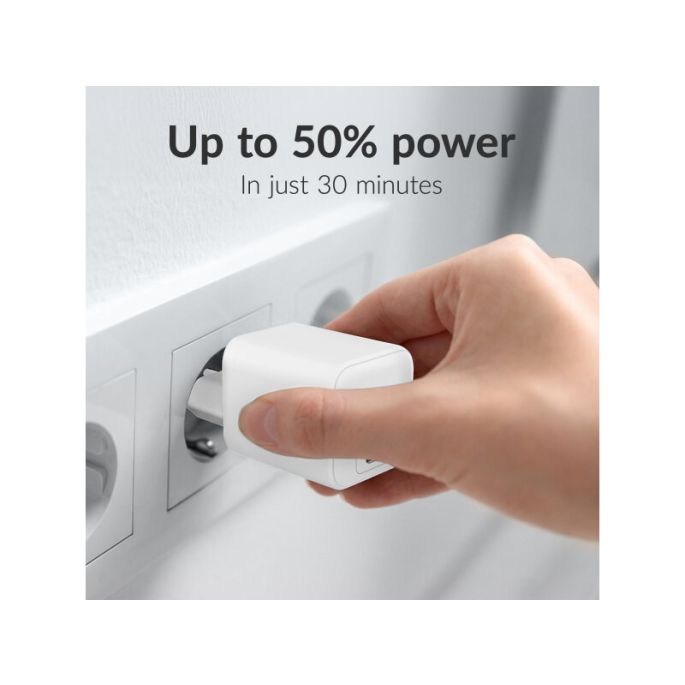 Mobilize Wall Charger USB-C + USB GaN 30W with PD/PPS White
