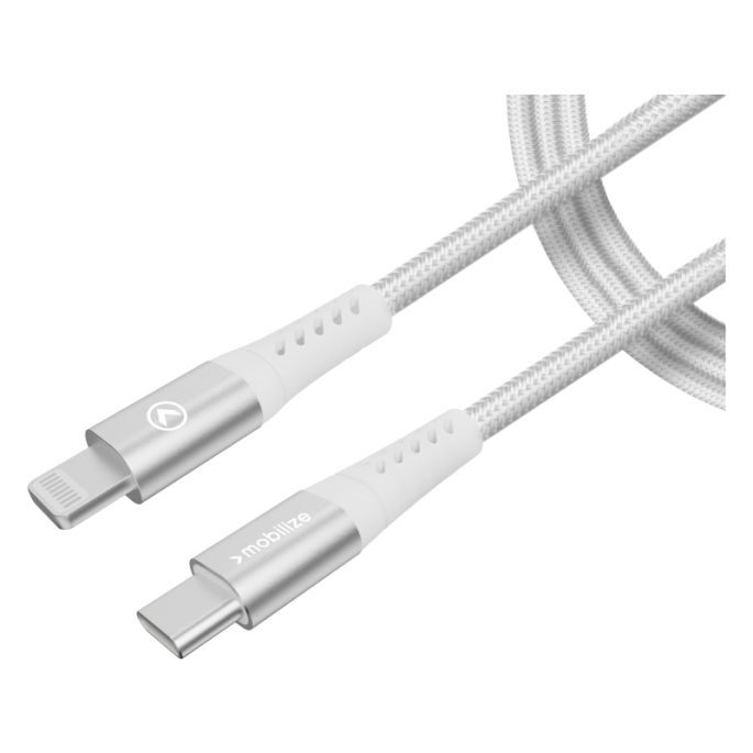Mobilize Strong Nylon Cable USB-C to MFi Lightning 2m. 60W White (Bulk)