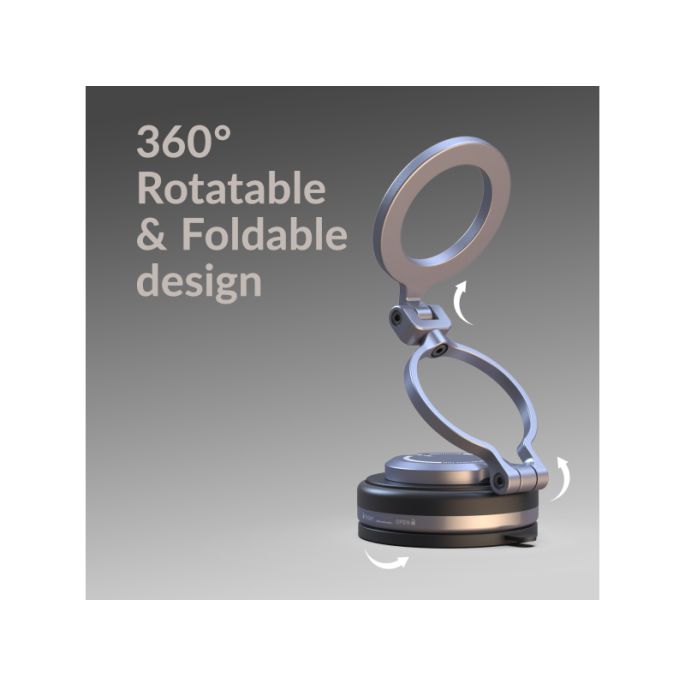 Mobilize MagSafe Compatible Phone Holder - 360° Rotatable & Foldable - Vacuum Suction - Premium Alloy