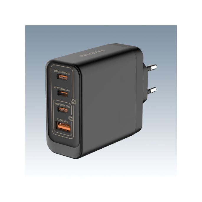 Mobilize Wall Charger 3x USB-C + 1x USB GaN 140W with PD/PPS Black