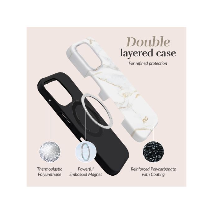 MIO White Marble Magsafe Compatible for iPhone 17 Pro/18 Pro