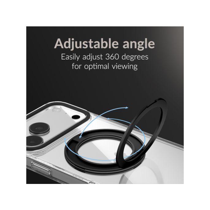 Mobilize MagSafe Compatible 360 Rotating Ring Stand Case Apple iPhone 17 Pro/18 Pro Clear/Black