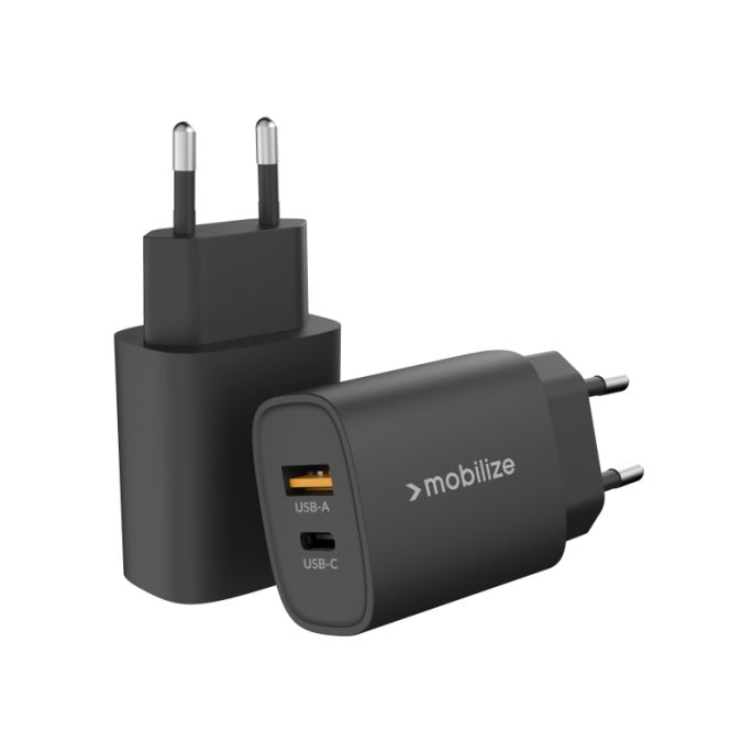 Mobilize Wall Charger USB-C + USB 25W with PD/PPS Black (BULK)