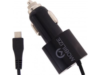Mobilize Autolader Micro USB + USB 4.2A - Zwart