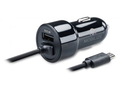 Mobilize Smart Autolader Micro USB + USB 4.8A 24W 1m.. - Zwart