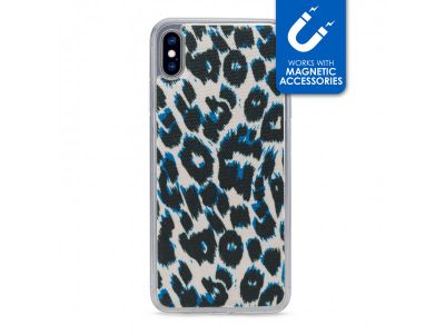 My Style Magneta Case voor Apple iPhone Xs Max - Luipaard/Blauw