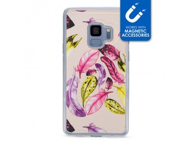 My Style Magneta Case voor Samsung Galaxy S9 - Beige Veren