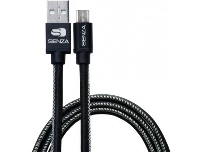 Senza Premium Leather Charge/Sync Cable Micro USB 1.5m. Black