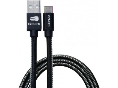 Senza Premium Leather Charge/Sync Cable USB-C 1.5m. 15W Black