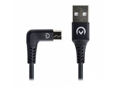 Mobilize 90° Nylon Braided Charge/Sync Cable Micro USB 2.4A 1.5m. Black