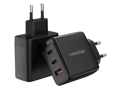 Mobilize Wall Charger 2x USB-C + 1x USB GaN 65W with PD/PPS Black