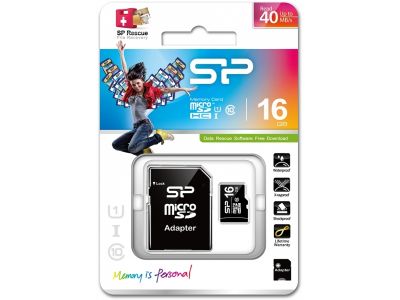Silicon Power Micro SDHC incl. SD Adapter 16GB Class 10