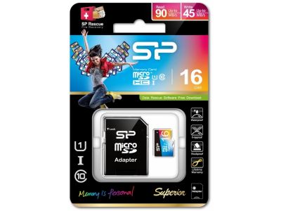Silicon Power Superior Micro SDHC incl. SD Adapter 16GB UHS-1 Class 10 Color