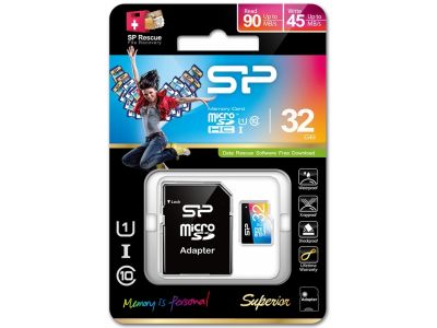 Silicon Power Superior Micro SDHC incl. SD Adapter 32GB UHS-1 Class 10 Color