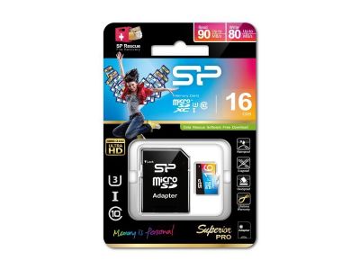 Silicon Power Superior Pro Micro SDHC incl. SD Adapter 16GB UHS-1 U3 Class 10 Color
