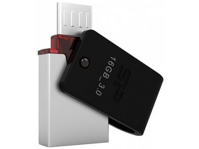 Silicon Power X31 Dual USB Stick 16GB USB 3.0 - Zwart