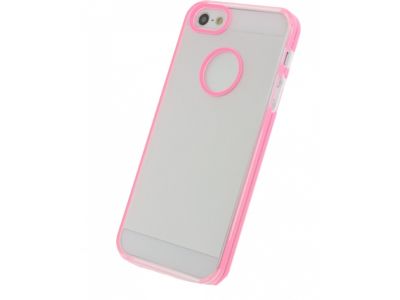Xccess Colored Edge Cover Apple iPhone 5/5S/SE Transparent Pink